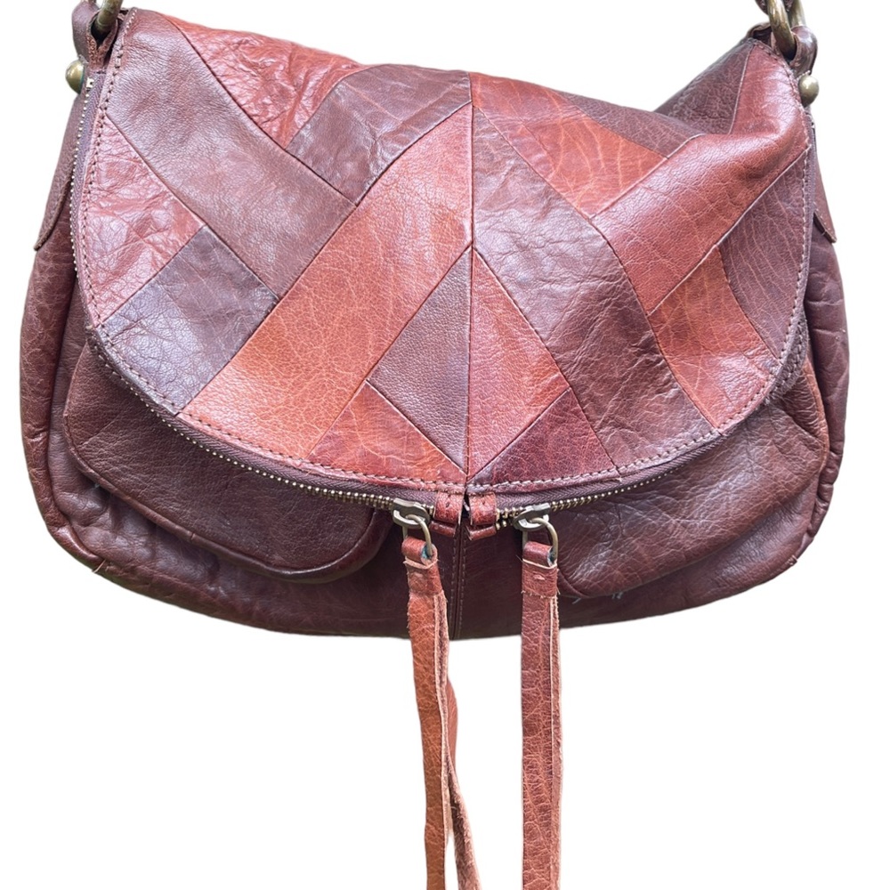 Lucky Brand | Brandy & Chocolate Piece Train Leather Shoulder Bag